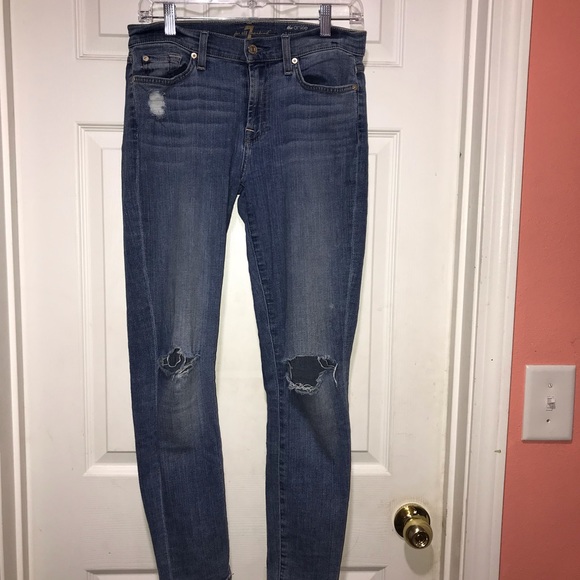 7 For All Mankind Denim - 7 for All Mankind Distressed Skinny Jeans Size 27